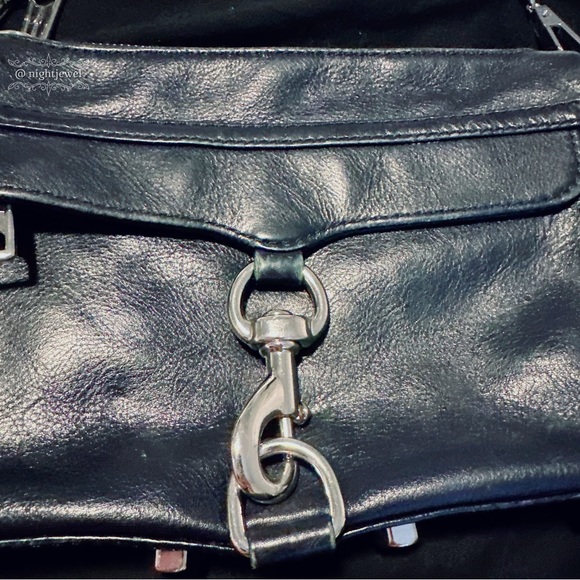 💙REBECCA MINKOFF Dark Navy Blue MAC clutch crossbody small medium silver chain - Picture 3 of 10